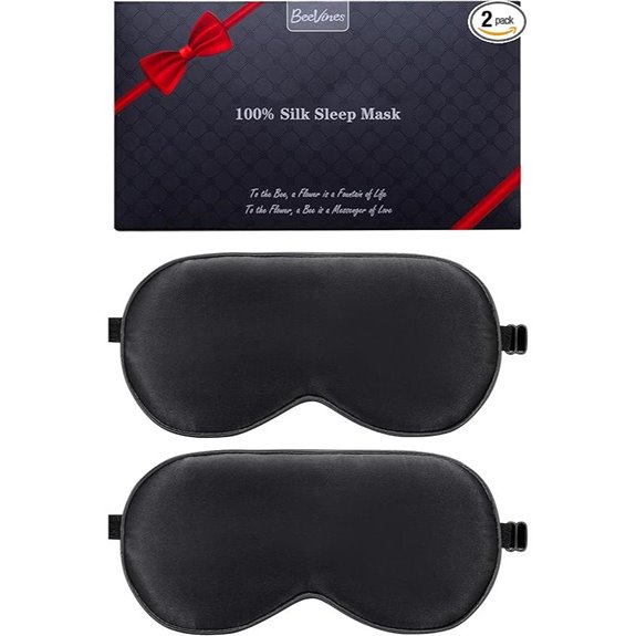 BeeVines Silk Sleep Mask 2 Pack with Adjustable Straps