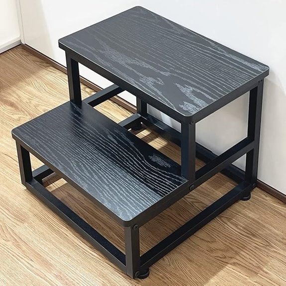 Metal and Wood Step Stool with 2 Steps