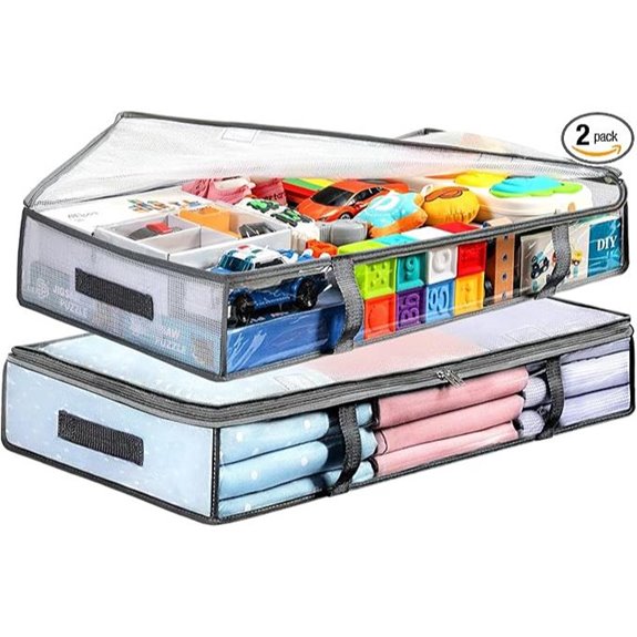 2 Pack Under Bed Storage Bins with Handles