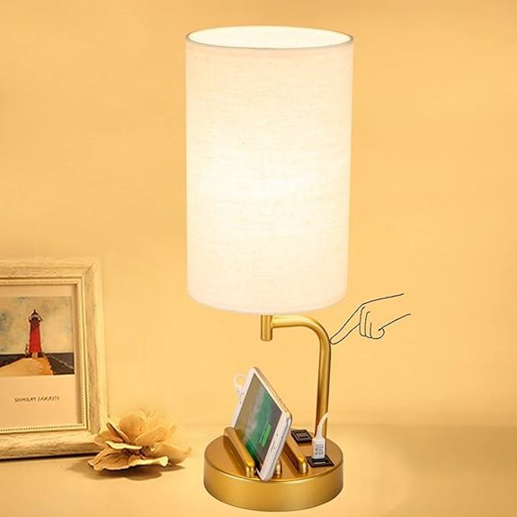 Dreamholder Touch USB Bedside Lamp with Charging Ports