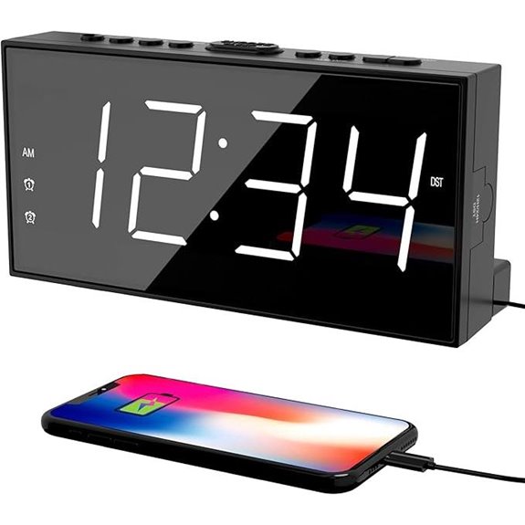PPLEE Alarm Clock with USB Dimmable & Snooze