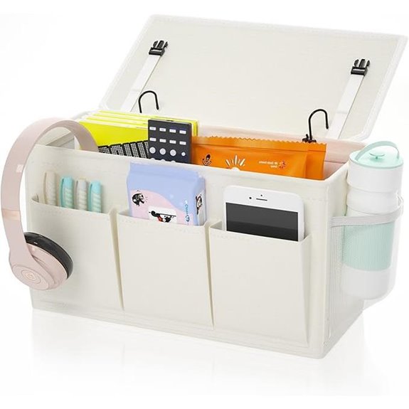Dual-purpose Bedside Caddy with 6 Pockets