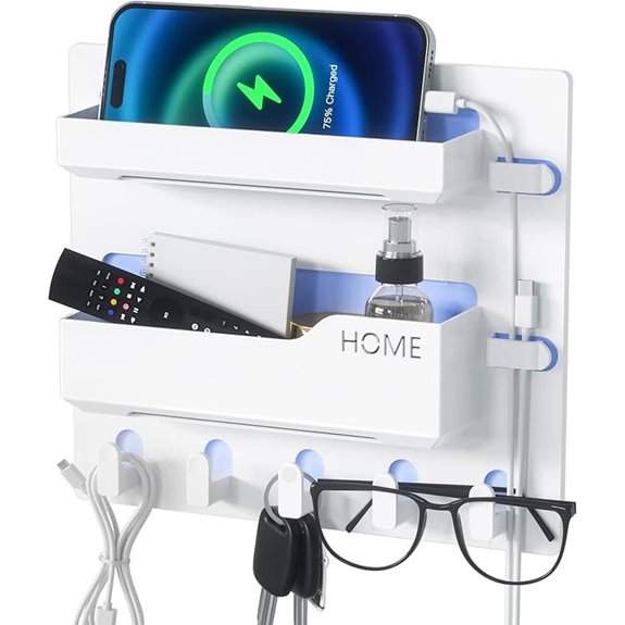 Wall-Mount Bedside Shelf with Hooks and Clips