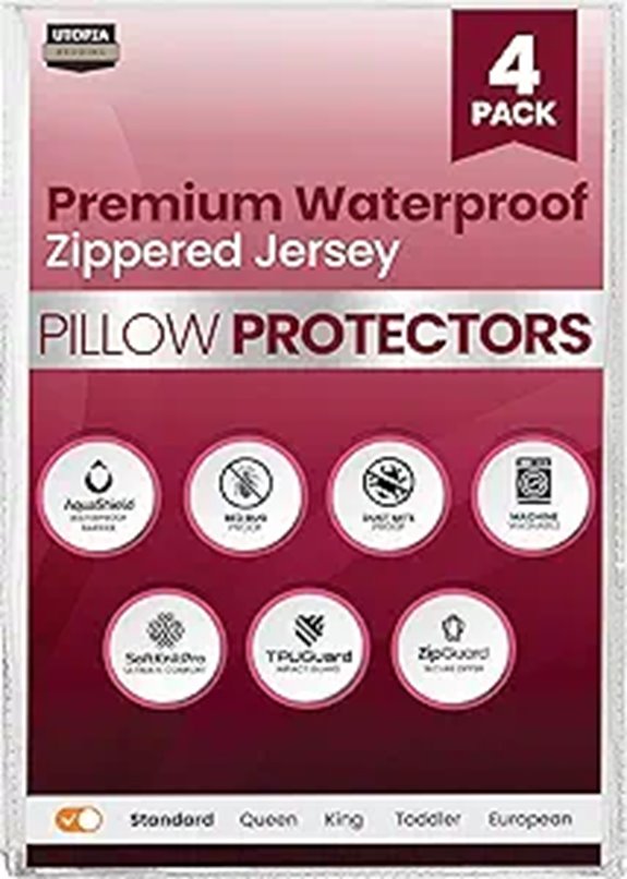 Utopia Waterproof Pillow Protectors Set of 4