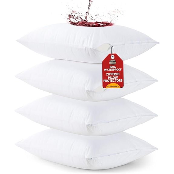 Utopia Waterproof Pillow Protectors Set of 4 Queen
