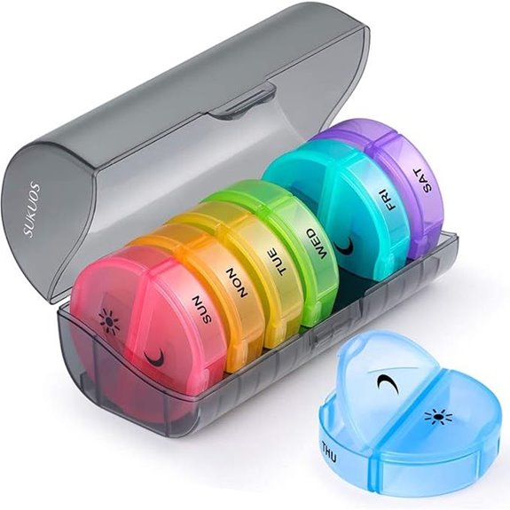 Sukuos Weekly Pill Organizer with AM PM Sections