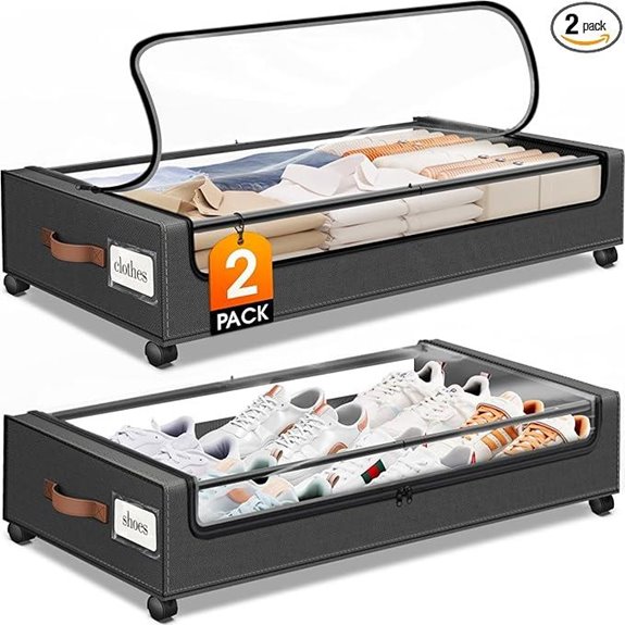 Under Bed Storage Containers with Wheels (2 Pack)