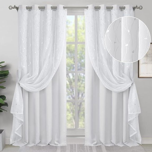 BGment White Blackout Curtains with Sheer Overlay
