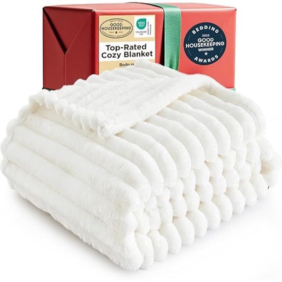 Bedsure White Fleece Throw Blanket for Couch