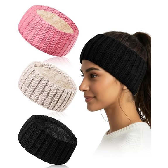 Geyoga 3 Pack Fleece Winter Ear Warmers for Women