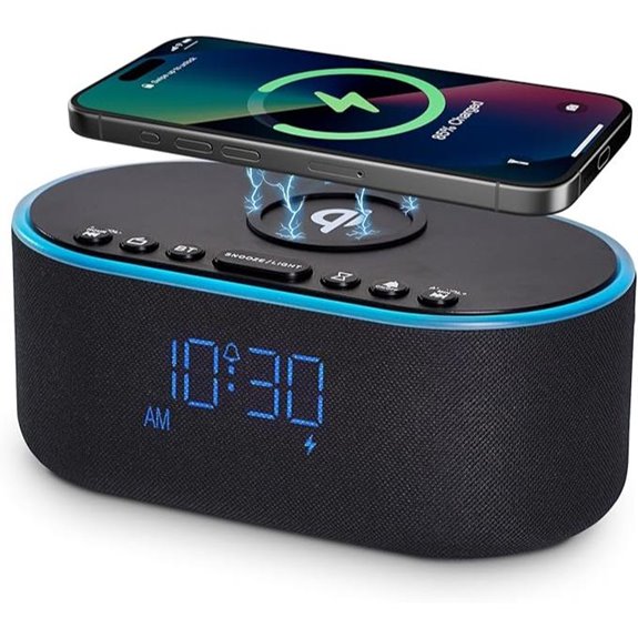 Wireless Charging Alarm Clock with Bluetooth Speaker