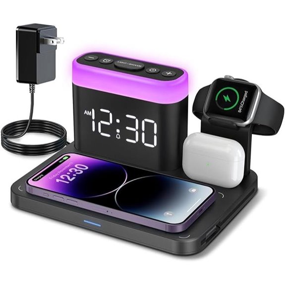 ANJANK 5-in-1 Wireless Charging Station with Alarm