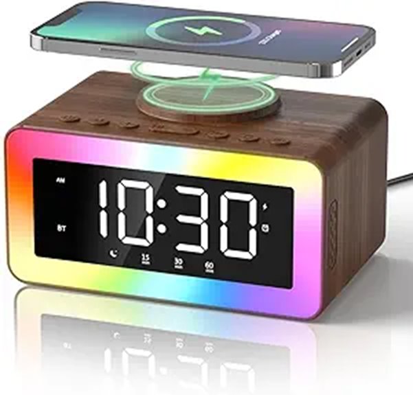 Wireless Alarm Clock with Wireless Charging and Night Light