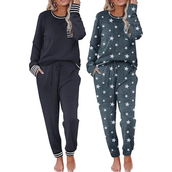 Ekouaer Women's 2-Pack Long Sleeve Pajama Sets