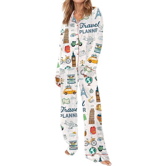 SHESHOW Women's Satin Pajama Set with Print