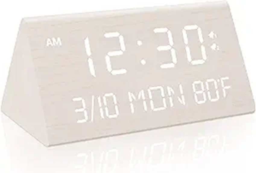 Kogonee Wooden Digital Alarm Clock with Dimming