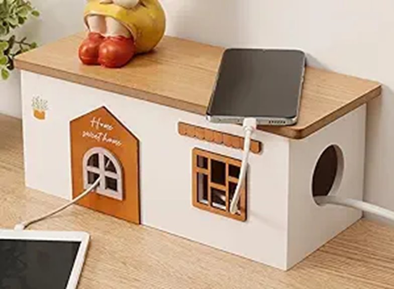 Wood Cable Management Box for Power Strips