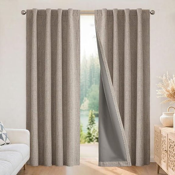 Joydeco Blackout Linen Curtains for Bedroom (2 Panels)