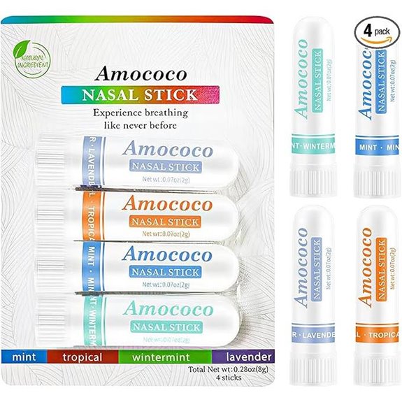 Essential Oil Nasal Inhaler 4 Pack for Sinus Relief