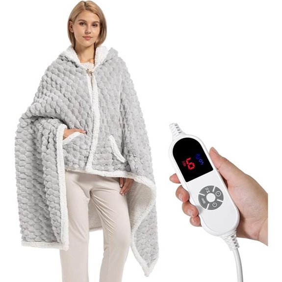 Heated Electric Blanket Hoodie with 6 Levels Grey
