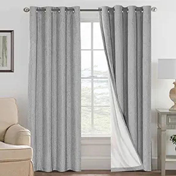 H.VERSAILTEX Linen Blackout Curtains 96 Inches Dove Gray