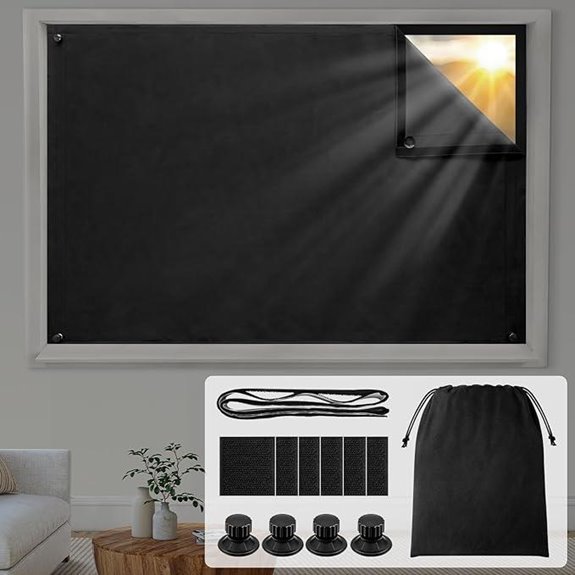 HOMEIDEAS Portable Blackout Curtains with Stickers and Suction