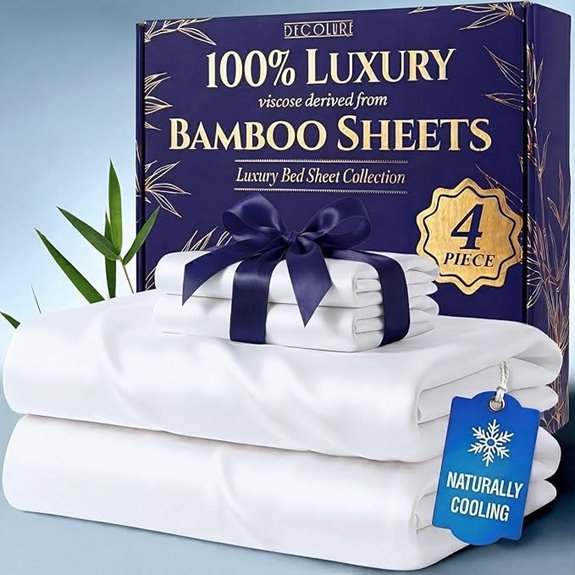 Decolure Queen Bamboo Viscose Sheets (4 Pc White)