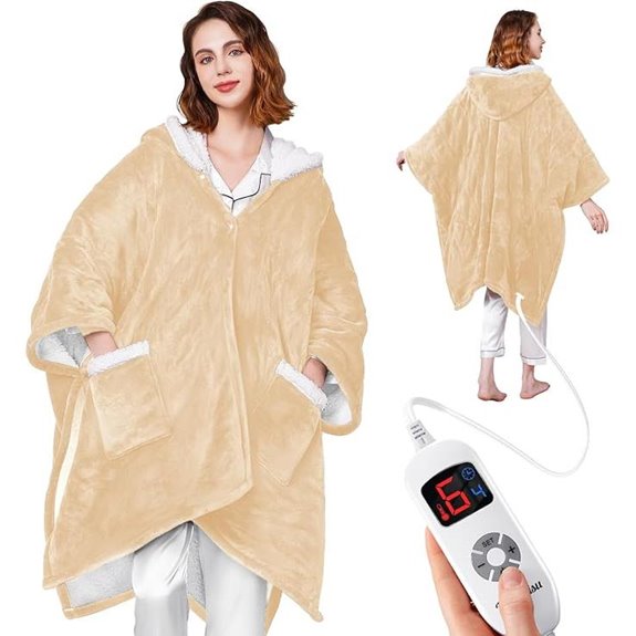Heated Wearable Blanket with Pockets and Hood