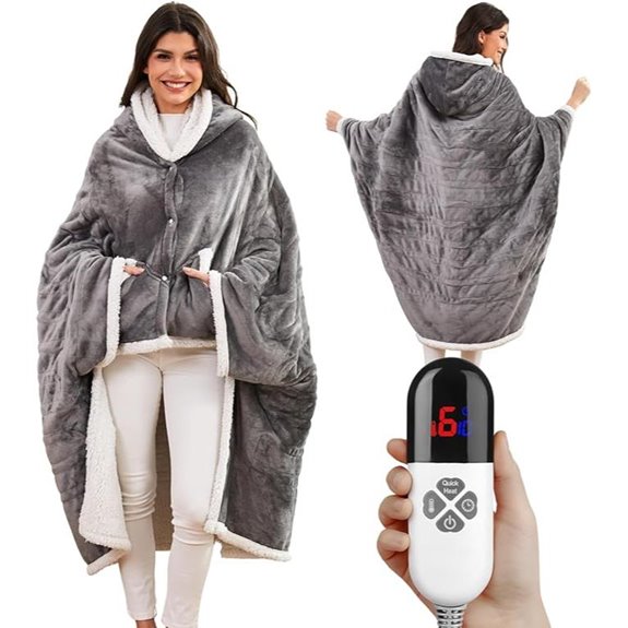 Heated Shawl Wrap for Women with Pockets and Safety