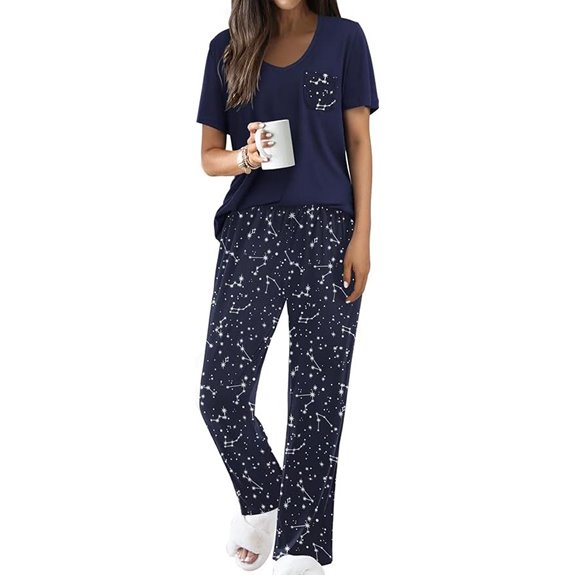 Ekouaer Women's Short Sleeve Pajama Set with Pockets