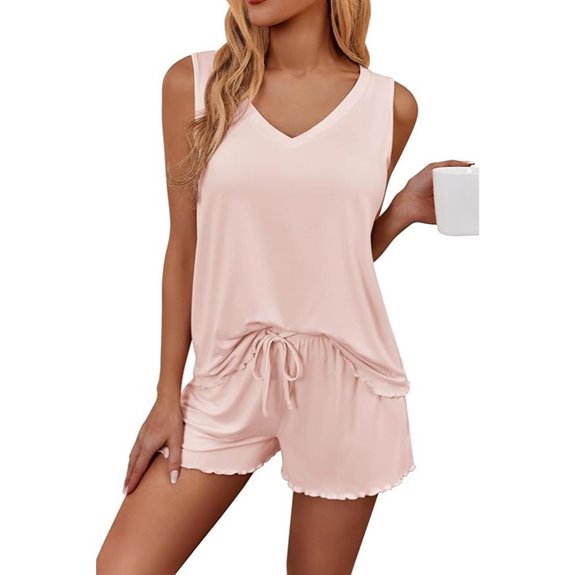 Ekouaer Women's Sleeveless Pajama Set (Tank & Shorts)